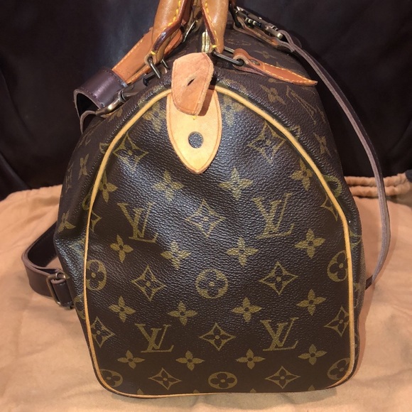 LOUIS VUITTON Speedy 30 LV Monogram Boston Duffle Travel Day Bag LV30 Dust Bag - Picture 5 of 17